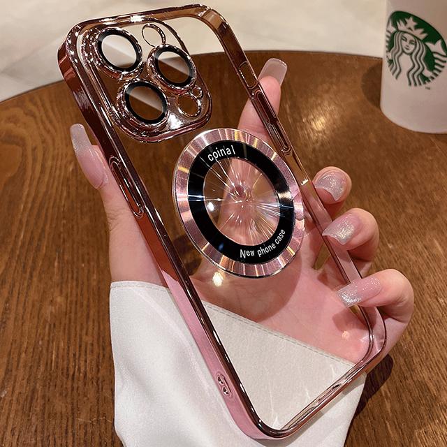 Luxury Plating For Magsafe Magnetic Case For Apple iPhone 15 14 Plus 13 12 11 Pro Max Wireless Charge Transparent Phone Cover
