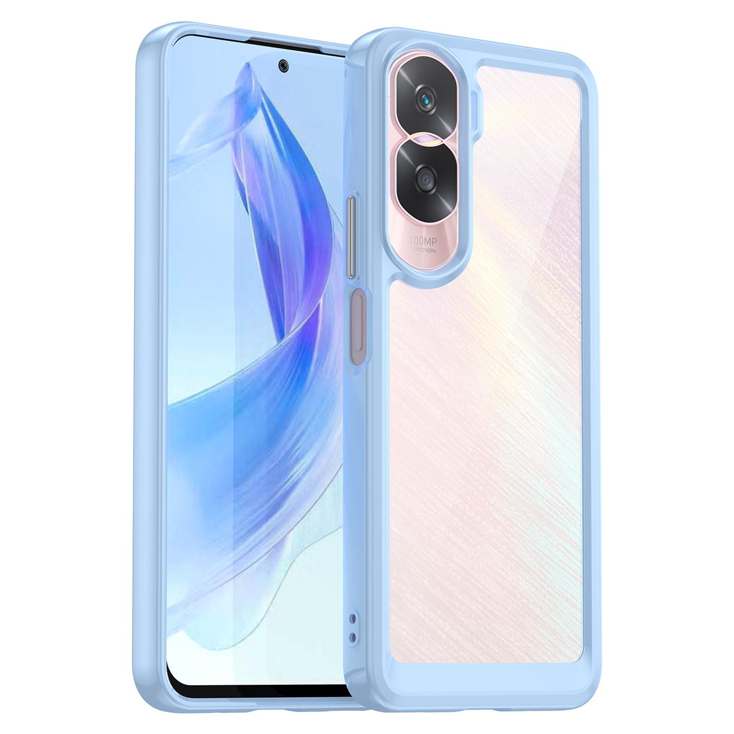 

For Honor 90 Lite 5G/X50i 5G TPU+Acrylic Mobile Phone Back Cover Clear Protective Shockproof Case Blue