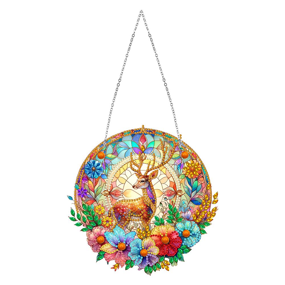 Sun Catcher Cat Rhinestone Diamond Art Window Pendants Rabbit Moose 5D DIY Diamond Painting Pendant for Garden Window Decor Gift