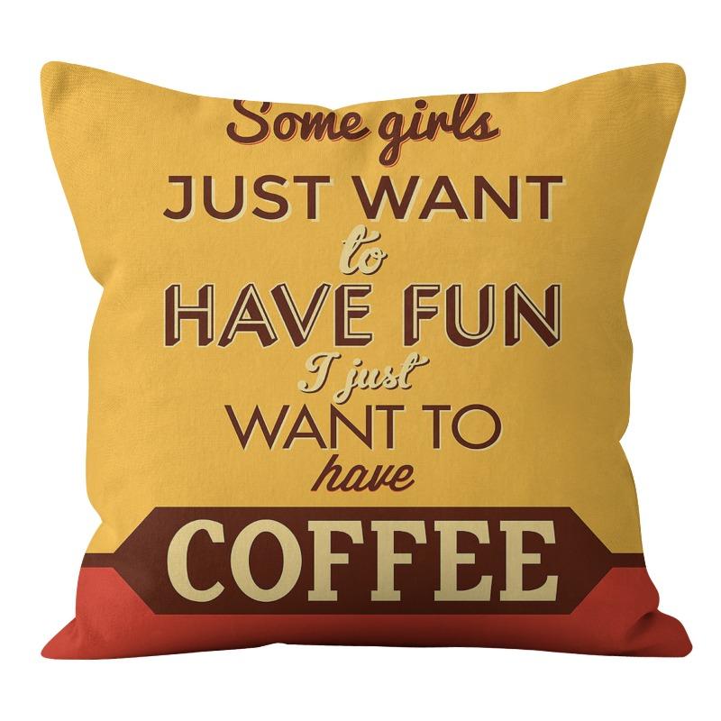 American Coffee Moment Linen Pillow Case Sofa Car Office Company Pillow Cushion Cover