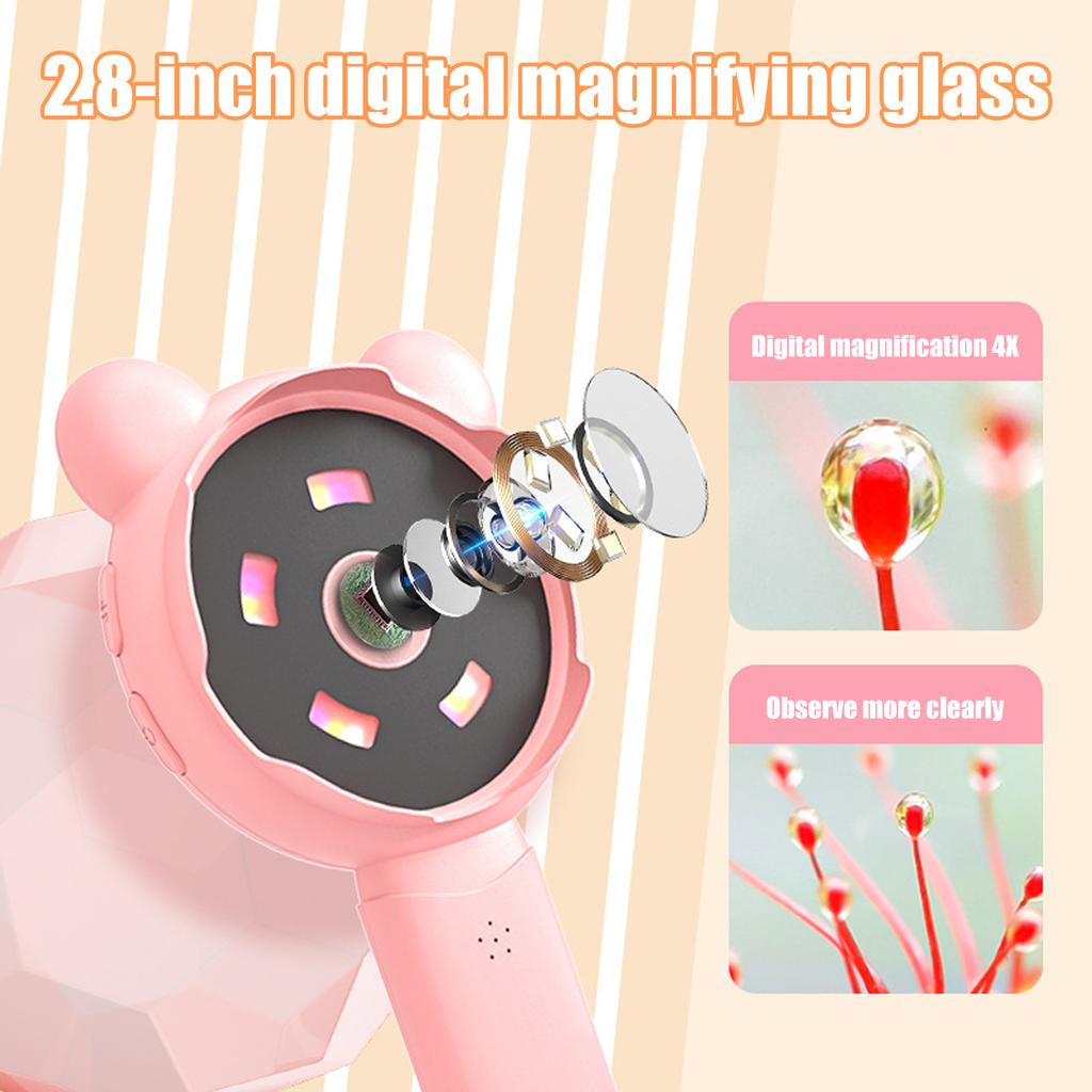 Kids Handheld Digital Microscope 2.8Inch Color Screen 200MP Camera LED Magnifying Tool For Educational Use