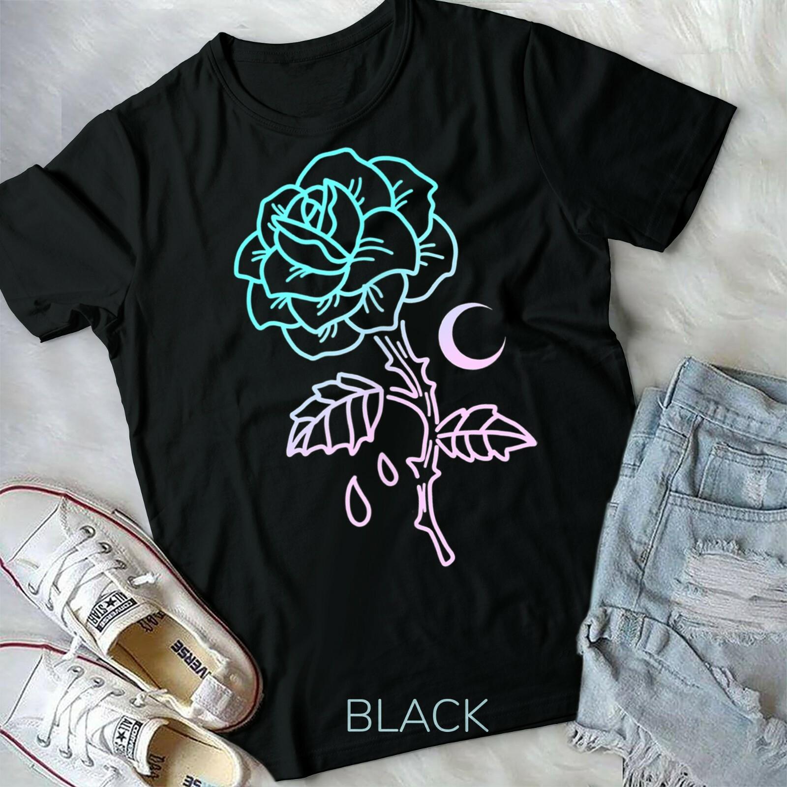 Pastel Goth Flower Emo Aesthetic Clothes Moon Rose Unisex Form T-shirt M