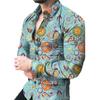 Fashionable 3D Long-sleeved Stretch Shirt with Cashew Flower Print for Men