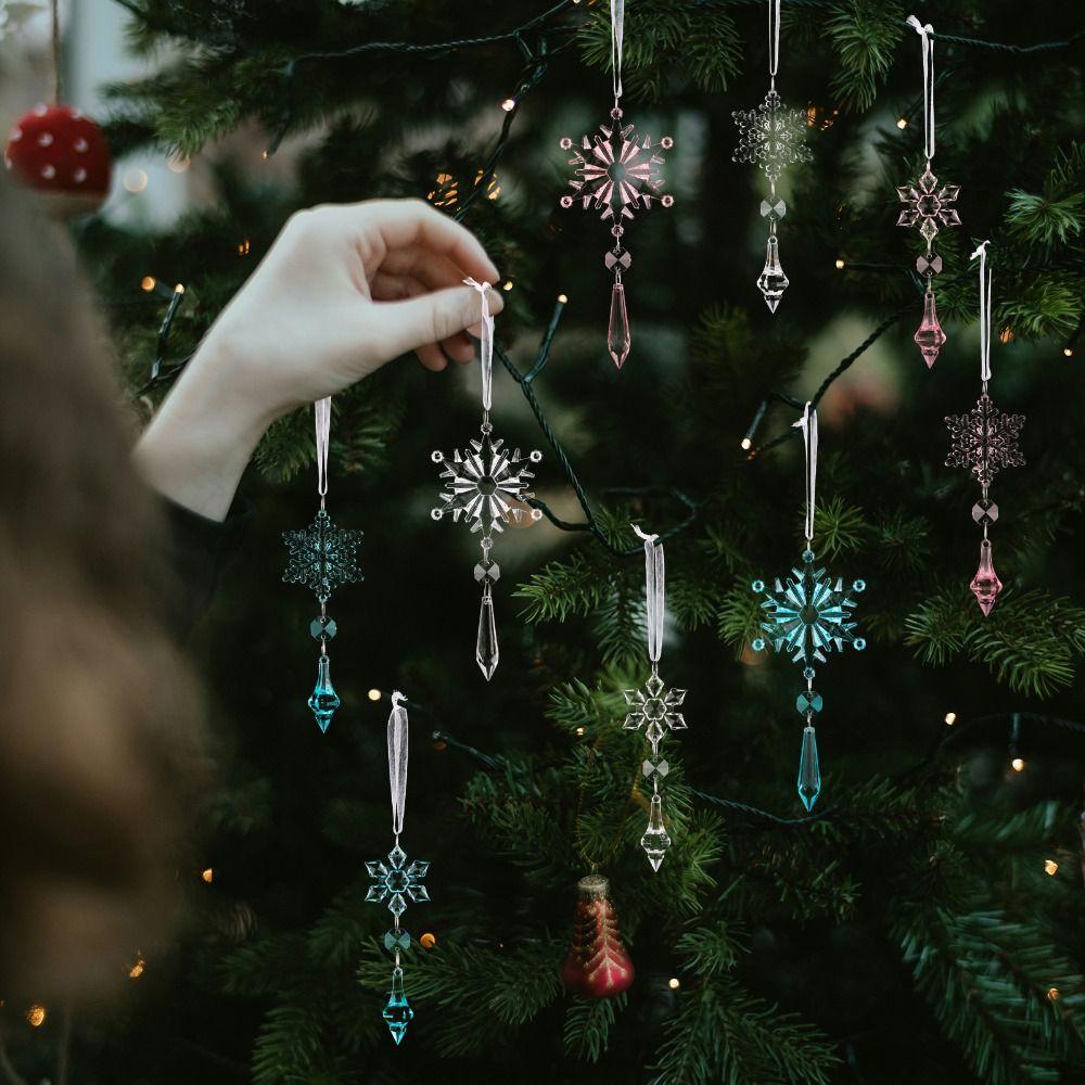 15Pcs Acrylic Christmas Snowflakes Transparent Shatterproof Acrylic Snowflakes Hanging Pendant Clear Simulation