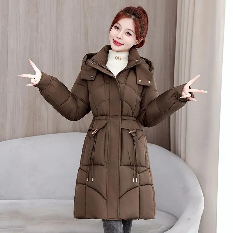 Cotton-padded Jacket Women's Mid-length Winter Warm Cotton-padded Jacket Fashion Padded Jacket Jacket with Hat