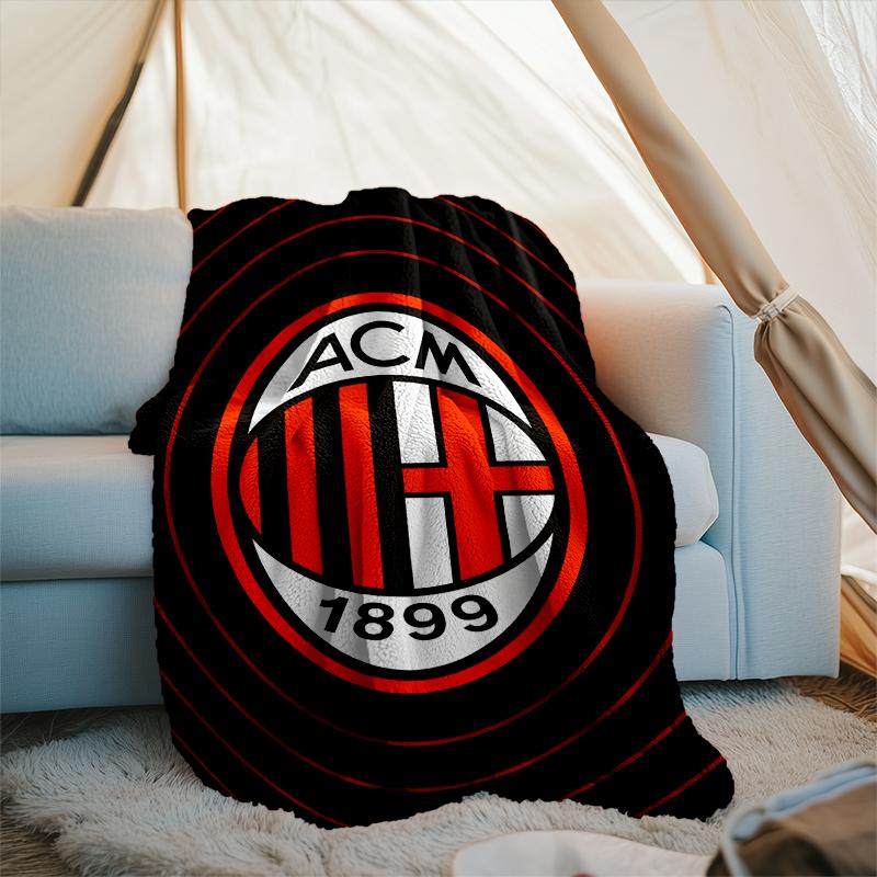 1PZ Coperta Morbida in Flanella Stampata Ac Milan per Camera da Letto Adulti Soggiorno Divano Campeggio Viaggio Regali per Fan Regali di Natale