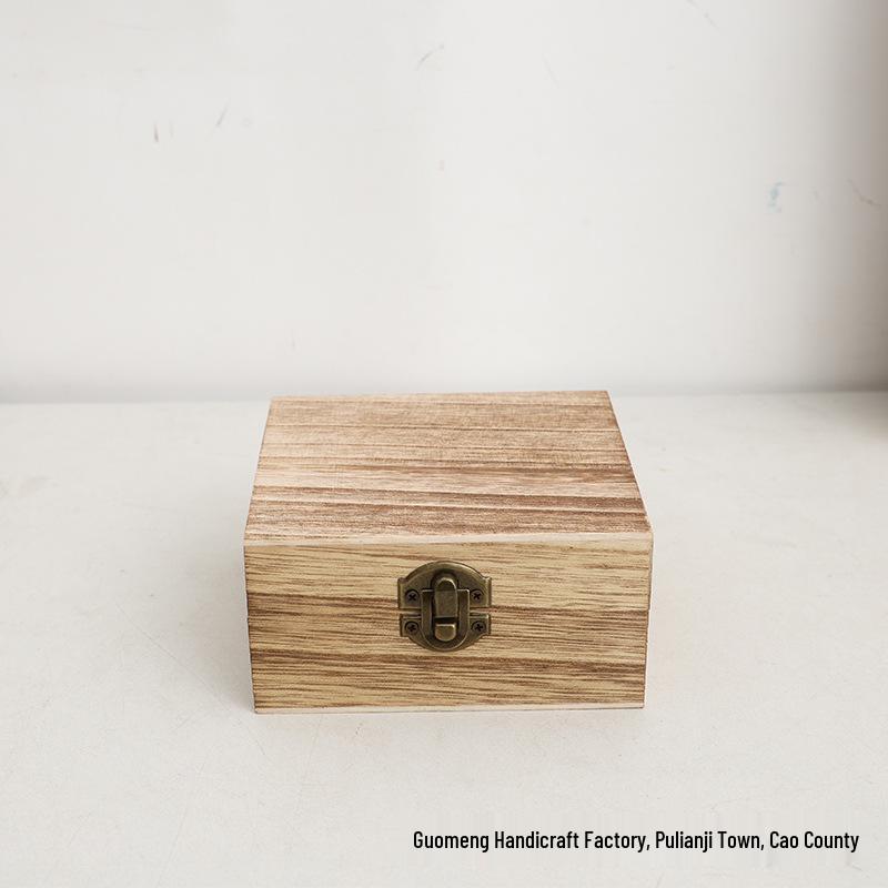 In-Stock Paulownia Wood Retro Flip-Top Rectangular Storage Box