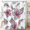 Pink Flower Butterfly Shower Curtain Bath Decor Bathroom Accessories Set for Home Decoration (60x72)