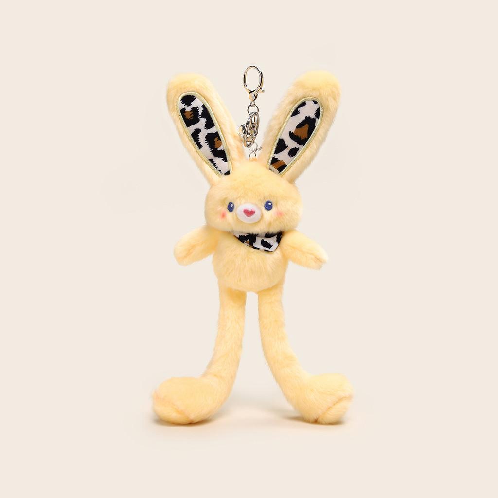 

Cuter Rabbit Keyring With Leopard Print Ear And Scarf Design For Gift And Decoration