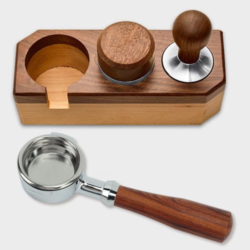 Bottomless Portafilter, Bottomless Portafilter Set for Espresso Coffee Machines, 58mm Bottomless Portafilter (E Redwood)