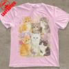 Retro Kitten Shirt Vintage Floral Cat Tee Cottagecore Cat Lover Gift Oversized T Shirt Aesthetic Kawaii Clothes Harajuku