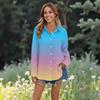 Women's Casual Fashion Tops Long Sleeve Button Loose Shirt