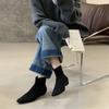 2025 new autumn and winter pointed flat-bottomed short boots women's suede thin boots versatile elastic boots versatile short boots women