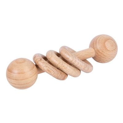 Holz Baby Rassel Beißring Spielzeug Massiv Buche Früherziehung Puzzle zum Greifen Zahnen 3 Ringe