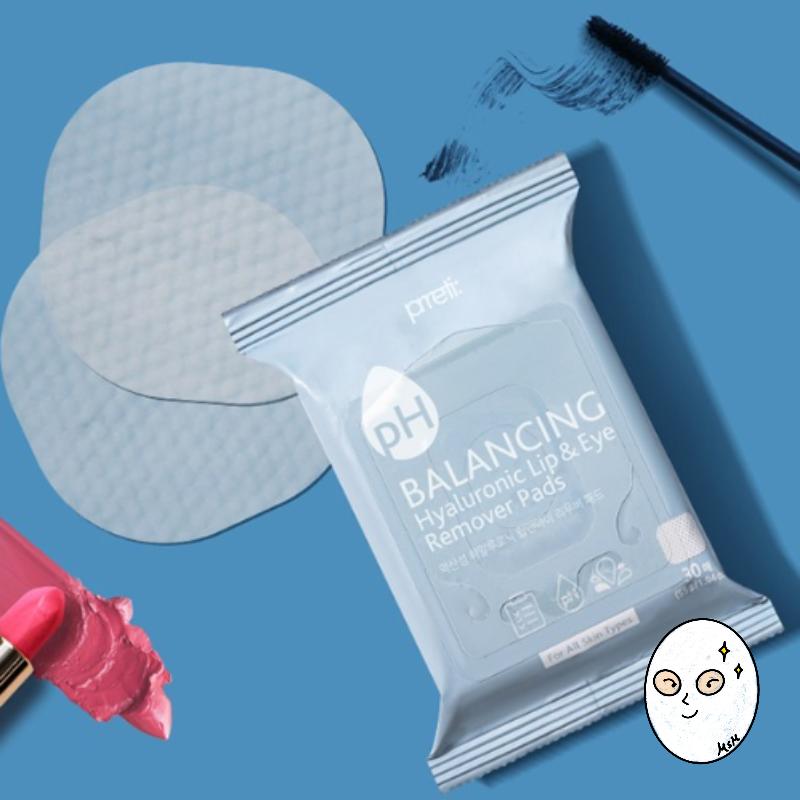 PRRETI pH-AUSGLEICHENDE HYALURONISCHE LIP&EYE REMOVER PADS 30 BLATT 6 STÜCK