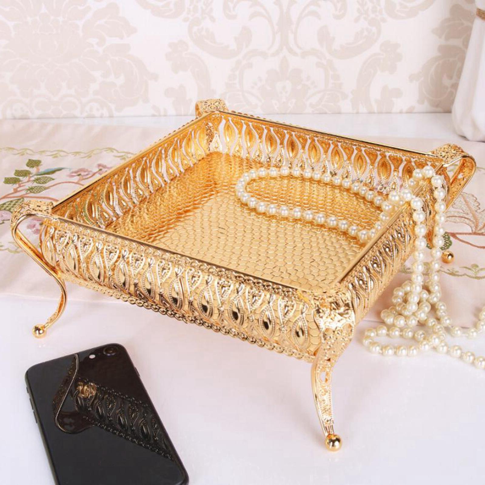 

Золотая металлическая фруктовница и поднос для закусок, Элегантный декоративный контейнер для хранения конфет, орехов, сервировки на вечеринке, Декор для дома и кухни