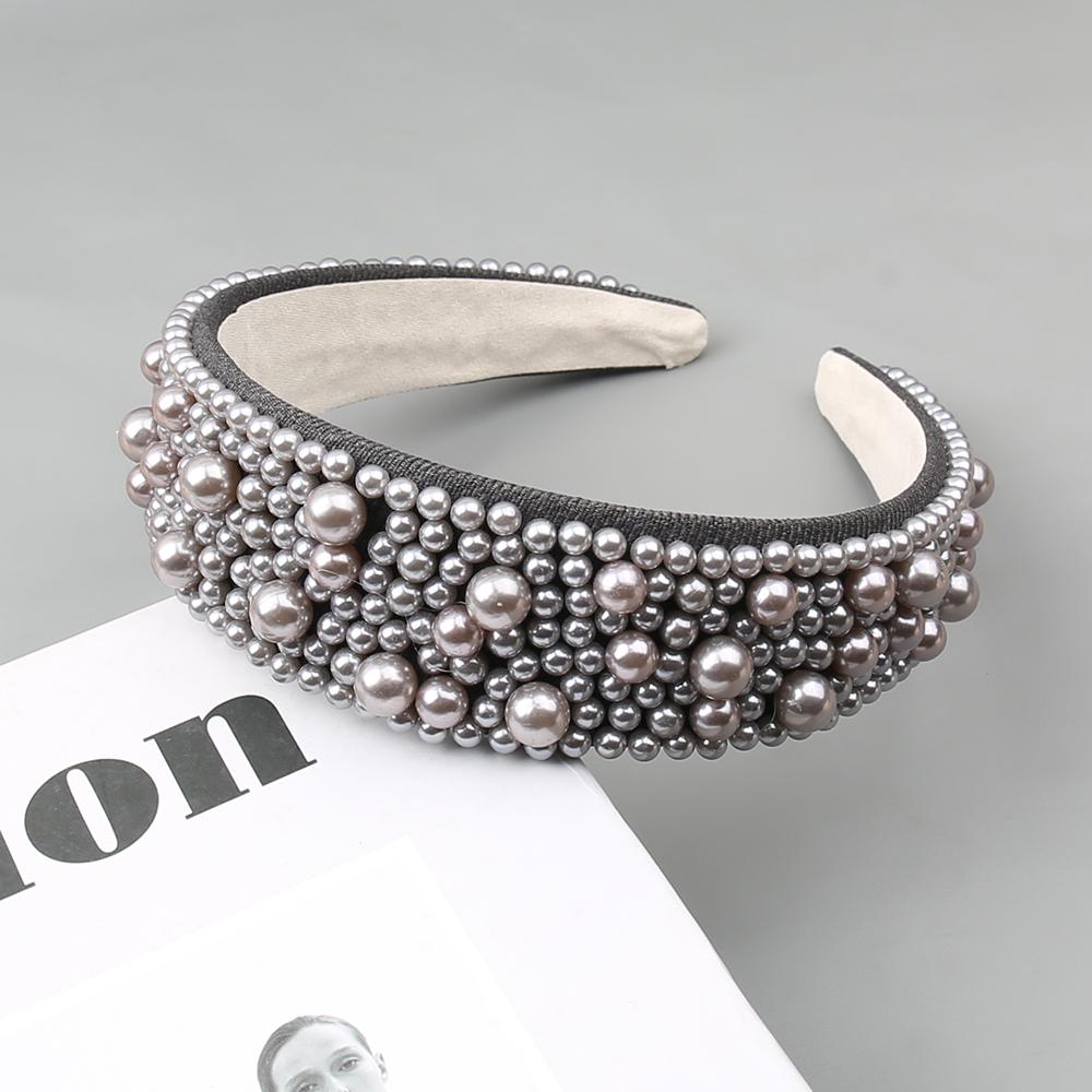 Hotselling Item Pearl Sponge Headband Handmade Nail Bead Multi-color Flower Hair Hoop Versatile and Fashionable Hair Accessories