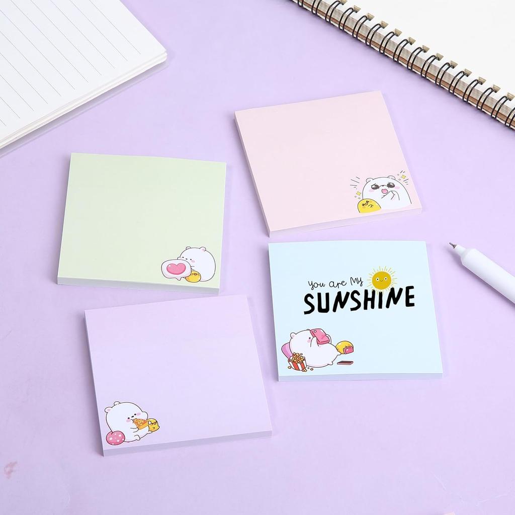 Mr. Pen- Sticky Notes, 3”x3”, 8 Pads, 400 Sheets, Cute Bear Sticky Notes, Sticky Pads Aesthetic