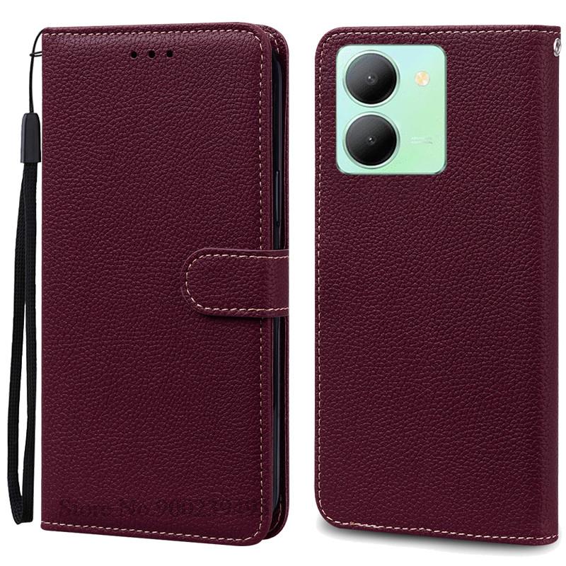 

Чехол Y36 для Vivo Y36, мягкий силиконовый чехол для задней крышки телефона Vivo Y36 5G, кожаный чехол-книжка для VIVOY36 Y 36 for Vivo Y36 4G 5G вино красного