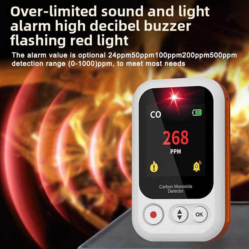 Portable CO Detector GZ-CO10 Carbon Monoxide Alarm USB Rechargeable Sensor for Home Car Camping Safety