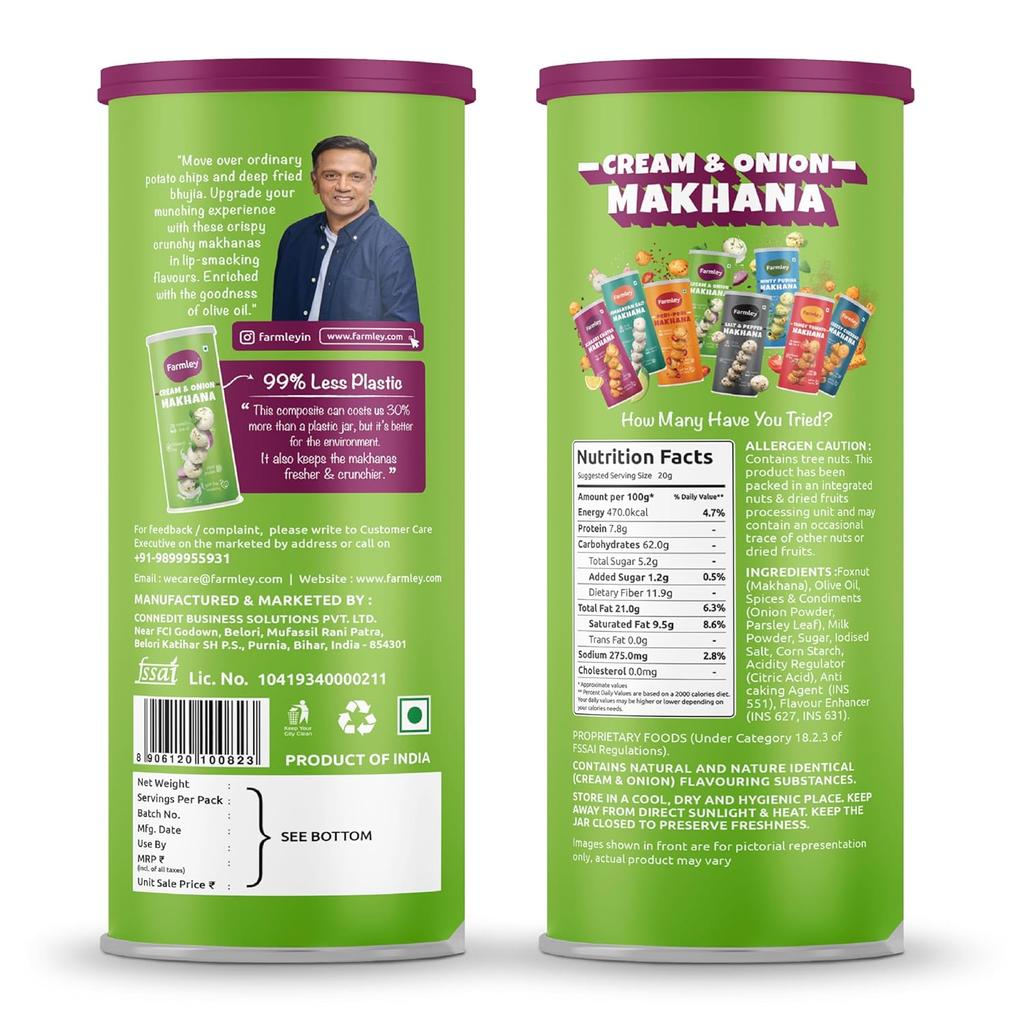 Roasted & Flavoured Healthy Makhana Snacks - Minty Pudina, Peri Peri, Tangy Tomato, Cream & Onion, Himalayan Salted | (Combo Pack of 5, 77 g Each)