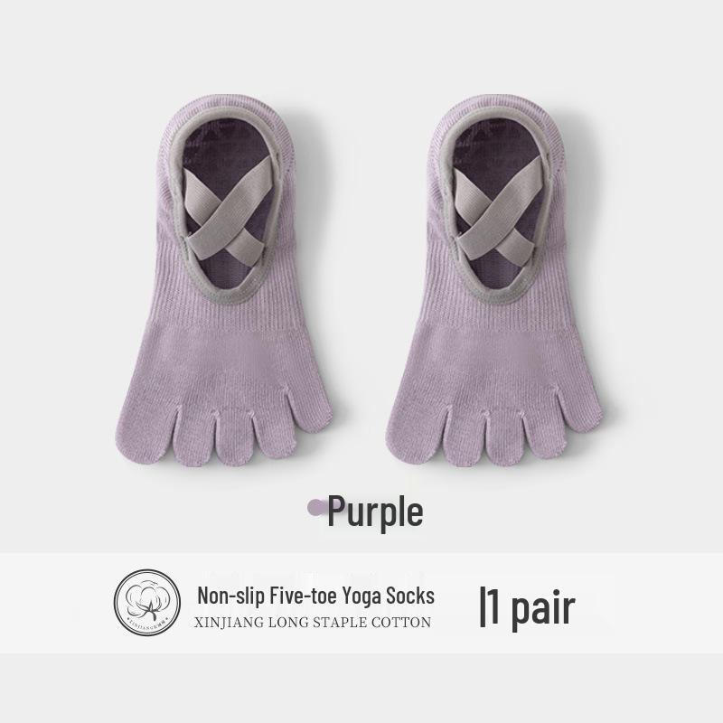 Women's Anti-Slip Yoga & Pilates Five-Toe Socks - Summer Thin, Pure Cotton Toe Separator Boat Socks