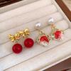 Bowknot Red Pony Earrings Chinese Style Horse Mascot Drop Earrings New Year Horse Earrings  Party