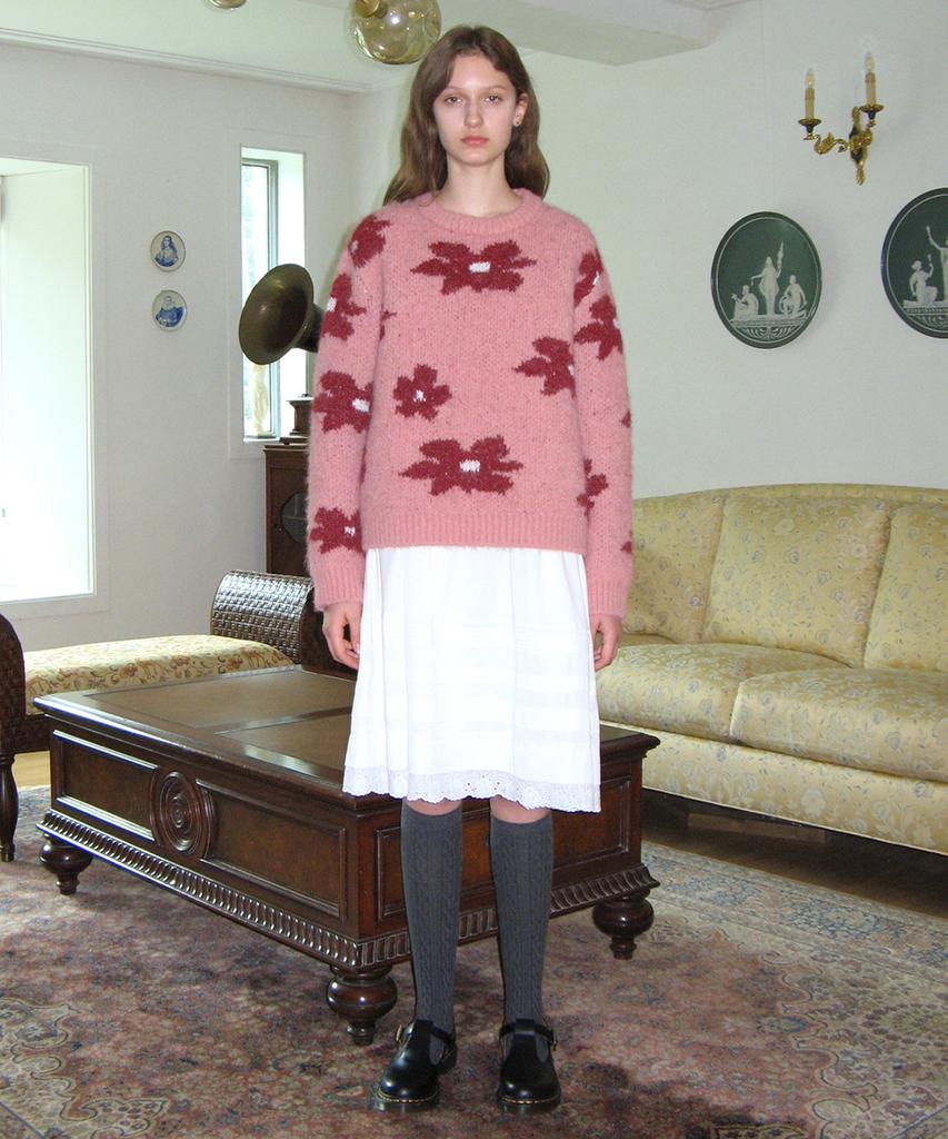 SINOON Flower Pullover Knit (Pink)