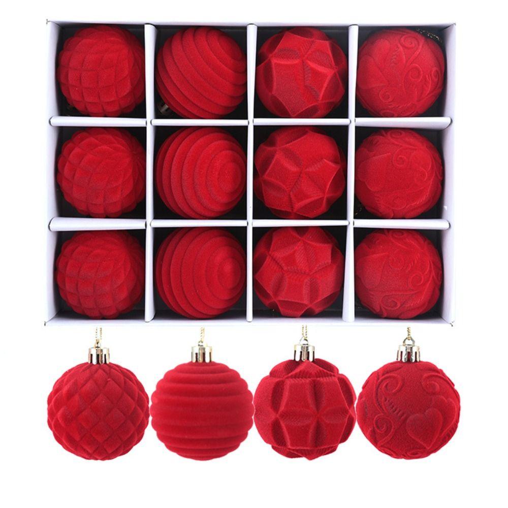 

12pcs Colorful Velvet Ball Ornaments Christmas Tree Pendant Decorations New Hanging Ornaments помаранчевий