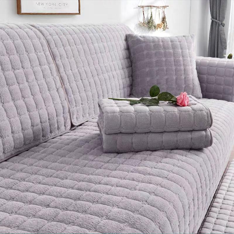 Plush Simple Sofa Cushion Flannel Non-Slip Leather Sofa Cushion Winter Sofa Cover All-Inclusive Sofa Slipcover Sofa Towel