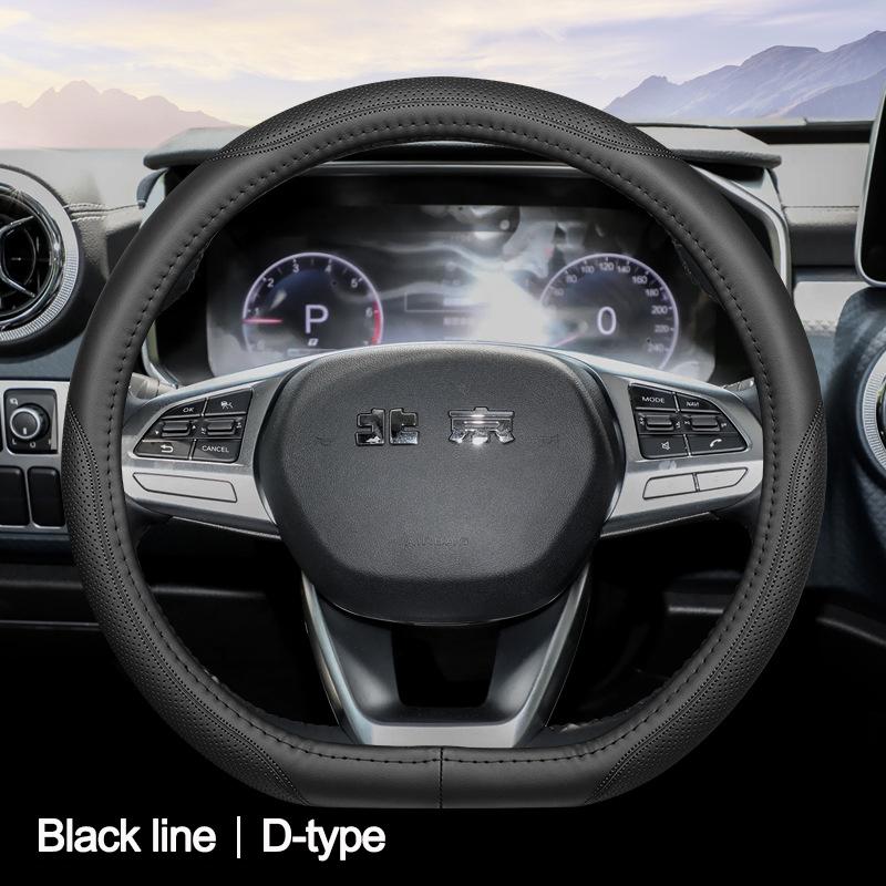 High Leather Braid On Car Steering Wheel Cover Wrap For BAIC BJ20 BJ30 BJ40 BJ60 BJ80 BJ90 F40 37-38CM Steering-Wheel Protector