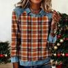 Felpa Casual da Donna Patchwork di Denim a Maniche Lunghe Svasate con Stampa