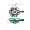 Ceramic handle bowl Household cutlery Fruit salad bowl with handle Baking bowl Oven baked rice cutlery