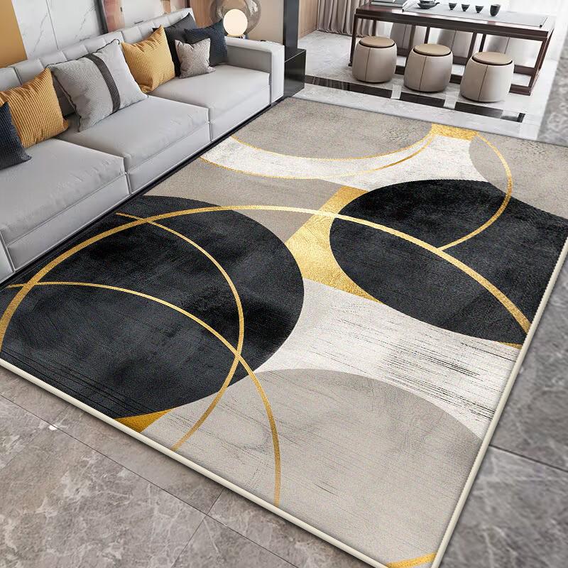 Nordic Light Luxury Geometry Carpet for Living Room Decor Soft Easy Cleaning Rugs for Bedroom Large Area Abstract Red Floor Mat