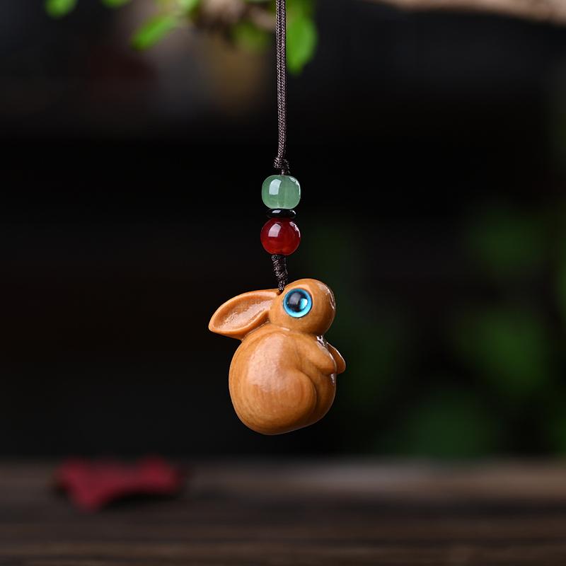 1/12 st Kreativ Tolv Djurzodiak Snideri Trä Nyckelring Hänge Kinesisk Zodiak Träsnideri Telefonkedja Väskdekoration Gåvor