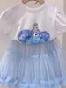 2024 Girls' Frozen Two-Piece Summer Suit: Short-Sleeve T-Shirt & Skirt