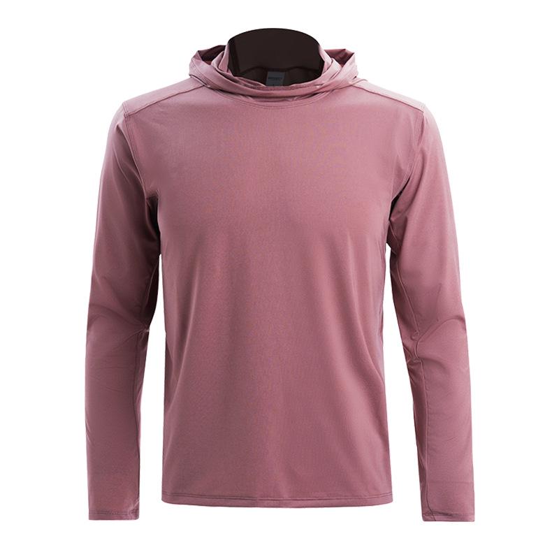 Bird House Men's Long Sleeve Hooded Fitness Wear - Loose Fit Elastic Muscle Training T-Shirt