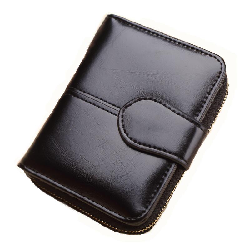

Women Square Wallets Greased Leather Ladies Zipper Coin Purse Female Small Clutch Money Bag Credit Card Holder Cute Short Wallet