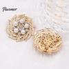 Decorative Lapel Pin Retro Rhinstone Flower Brooch for Women, Golden Plated Alloy Floral Vintage Pin, Clothing Jewelry Accessories Wedding Party Prom