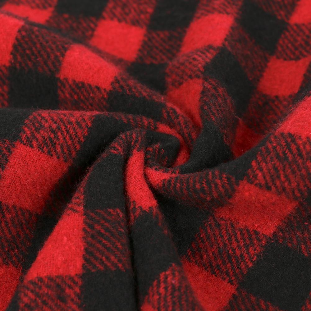 

Xmas Tree Skirt Red Black Plaid Pattern 90cm Tree Skirt for Holiday Party and Home