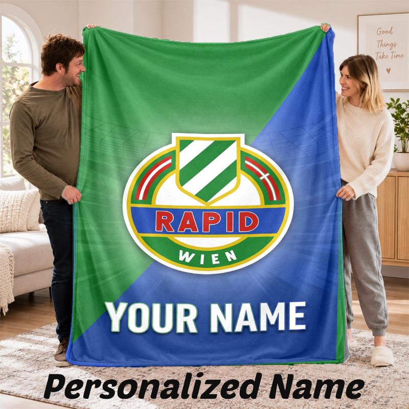 Rapid Wien FC Personalized Flannel Blanket Custom Name Text Soft Throw Blanket Home Decor