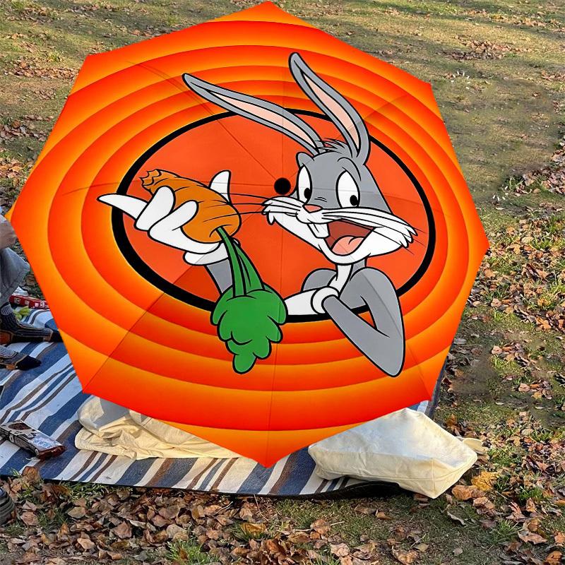 1pc Bugs Bunny carrot Automatic Open/Close Umbrella Compact Folding Umbrella with 8-Rib Shaft lightweight esign, for Women/Men1148A