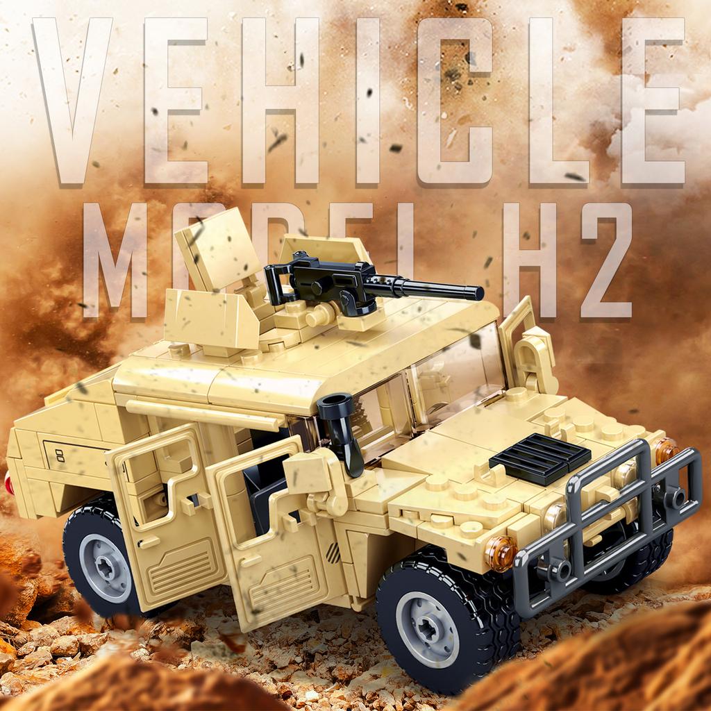 Ungiftig 265 Teile Zweiter Weltkrieg Militär Swat H2 Sturmfahrzeug Auto Bausteine Armee Soldat Rüstung Auto Modell Bausteine DIY Spielzeug Geschenke Für Kinder Kinder