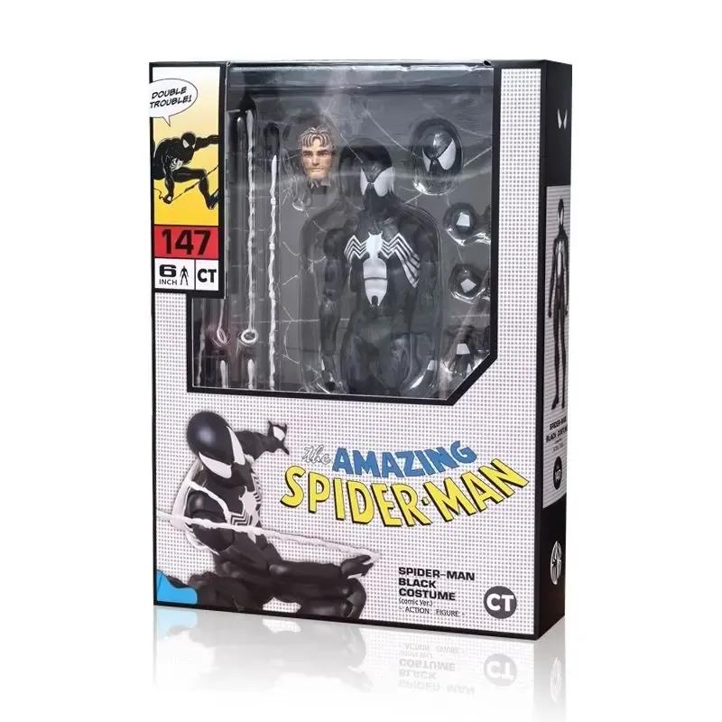 15cm Anime CT Mafex147 SPIDER-MAN BLACK COSTUME Articulated Action Figures Model Package Desktop Decor Fashionable Playthings Present Collection