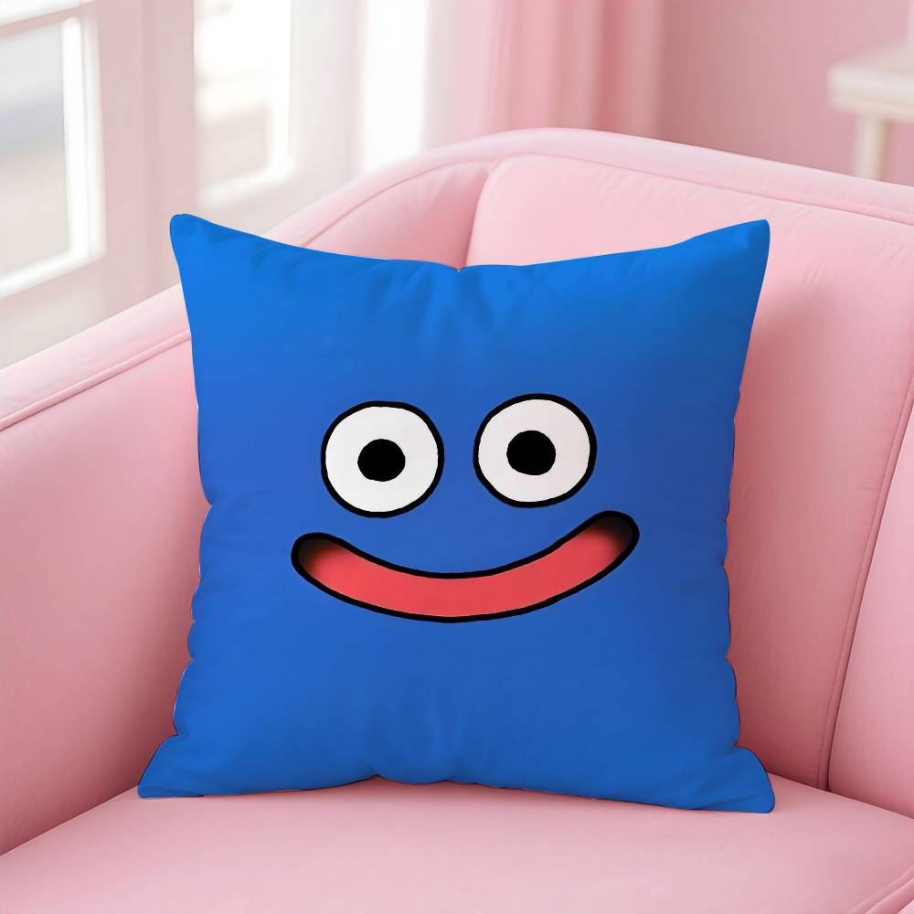 D-Dragon Quest Slime Anime Pillow Case Anti-Dustmite Pillowcase Invisible Zipper Silky Short Plush Sofa Cushion Cover