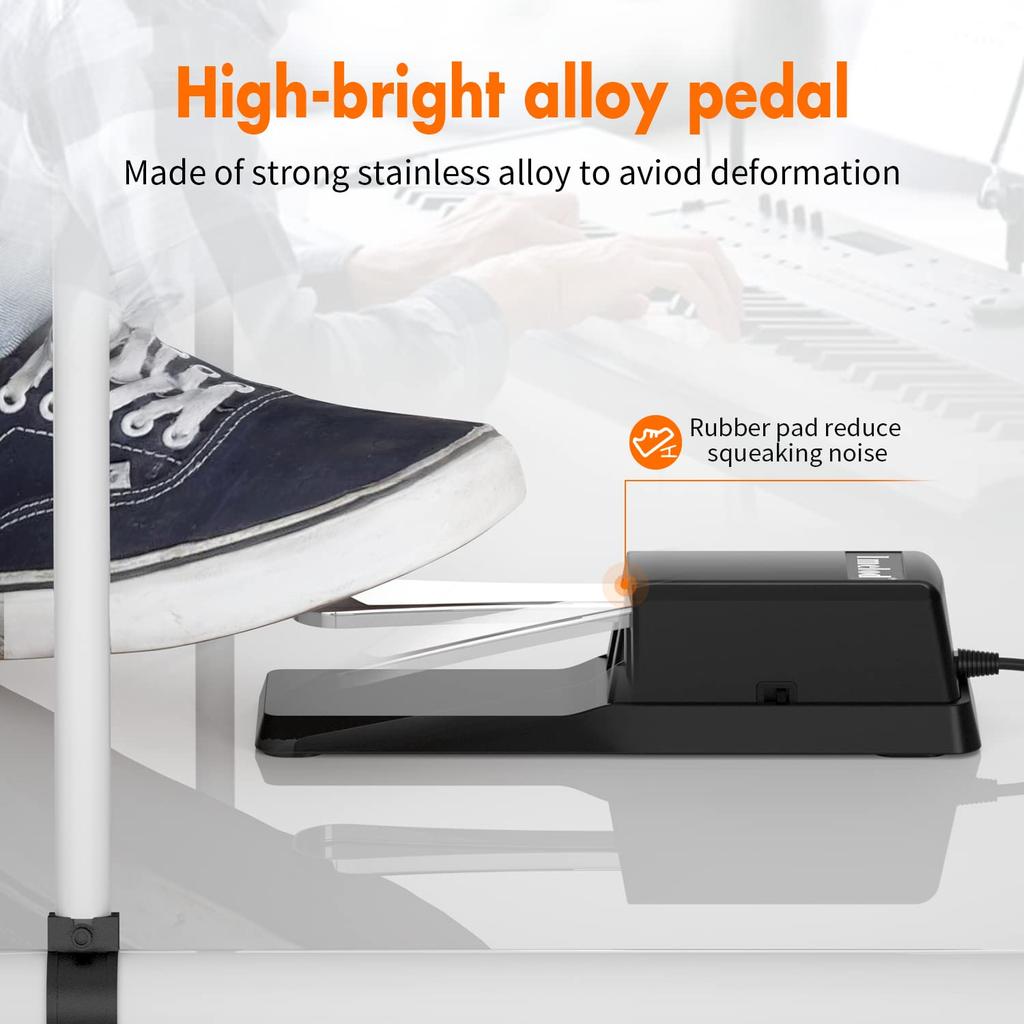 Imelod Digital Piano and Keyboard Sustain Pedal for Yamaha, Roland, Casio, Korg, Behringer, and Moog - Universal Foot Pedal, Black