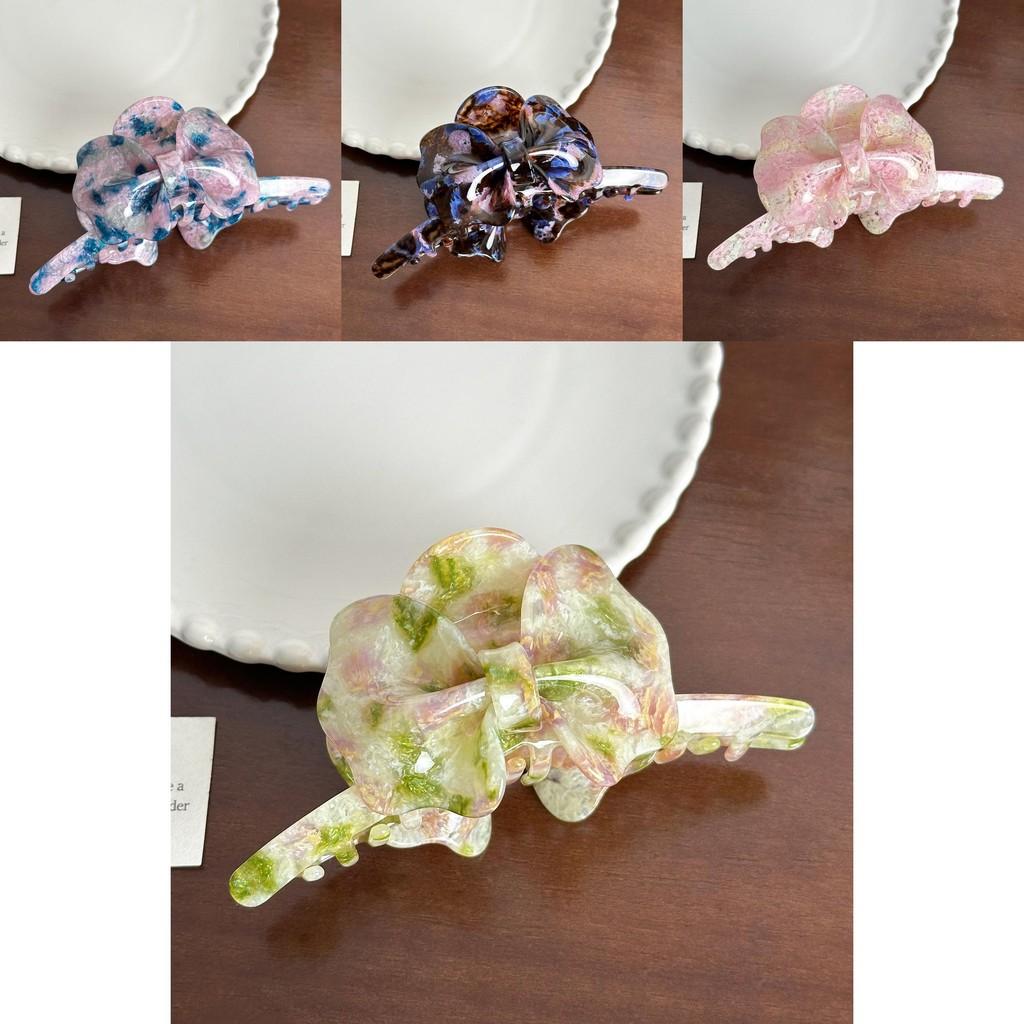Gorgeous 13cm Acetate Hair Claw Clip In Blue Pink Featuring Fashionable Bow Women For