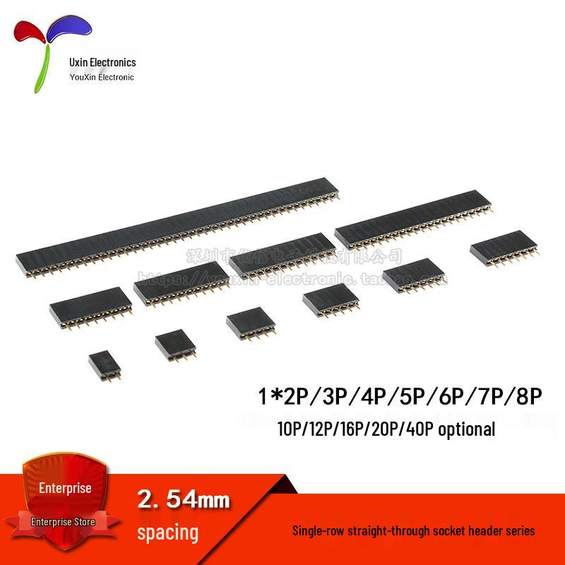 Gniazdo kołkowe żeńskie jednorzędowe, rozstaw 2,54 mm, 1-40 pinów