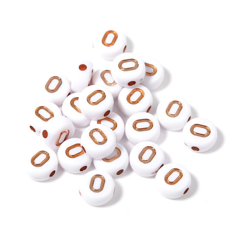 100Pcs 7mm Acrylic Alphabet Beads Rose Gold Letter Loose Flat Round Beads For Jewelry Making Findings DIY Bracelet Earrings Gift
