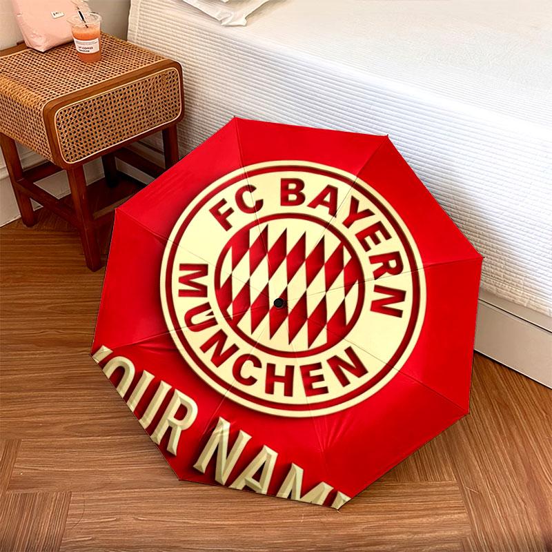 1 PC Automatic Folding Umbrella - FC Bayern Munchen Custom Name Pattern, Portable & Foldable Design with 8 Ribs, Christmas Birthday Gifts